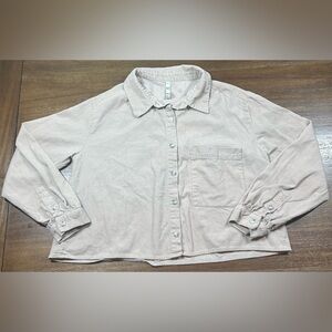 Zara TRF Collection Women's Size M Tan Long Sleeve Cropped Corduroy Jacket